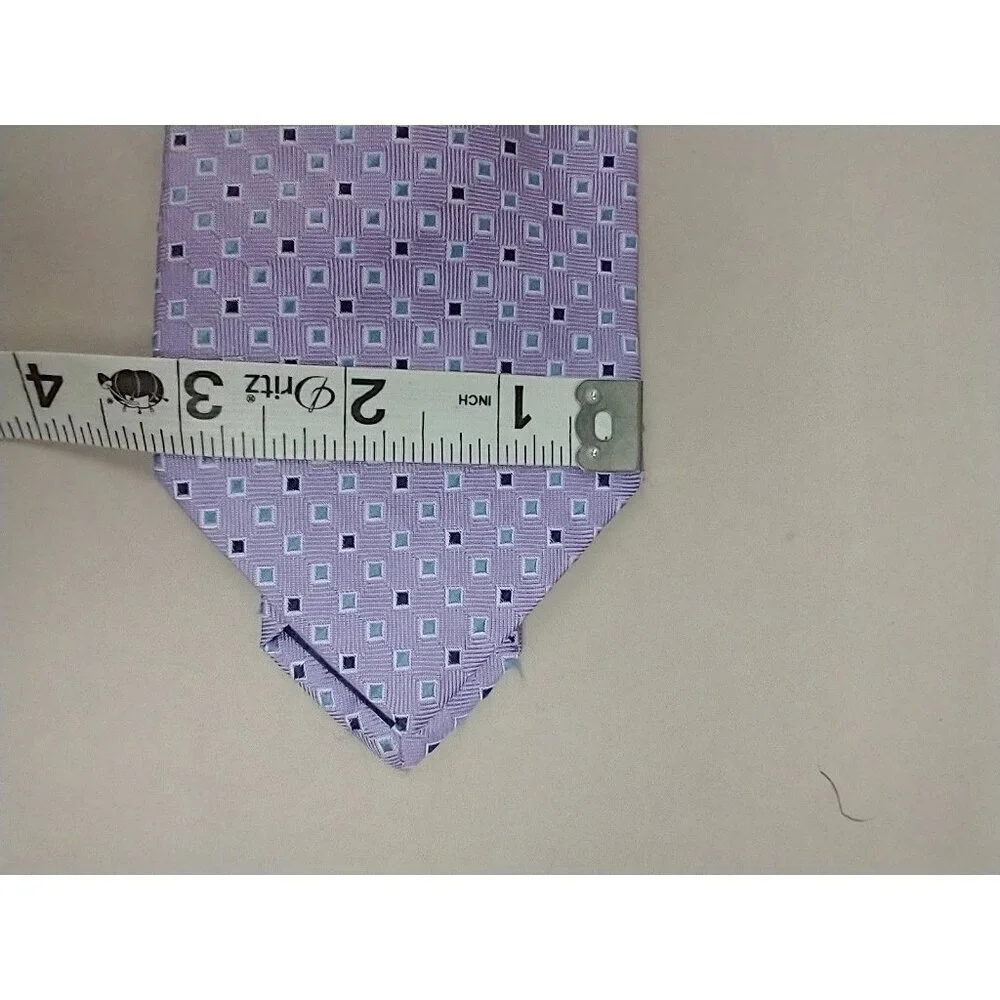 Brooks Brothers Mens Silk Necktie Lavender Blue Geometric‎ Textured Jacquard Tie
